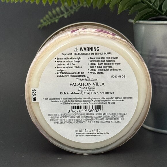 BBW Vacation Villa White Barn Bath & Body Works 3 Wick Candle - Picture 9 of 10